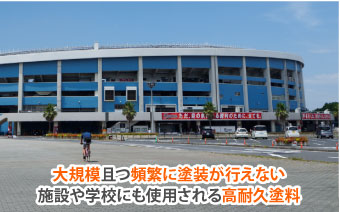 大規模且つ頻繁に塗装が行えない 施設や学校にも使用される高耐久塗料