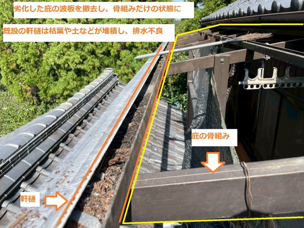 波板撤去後の骨組み