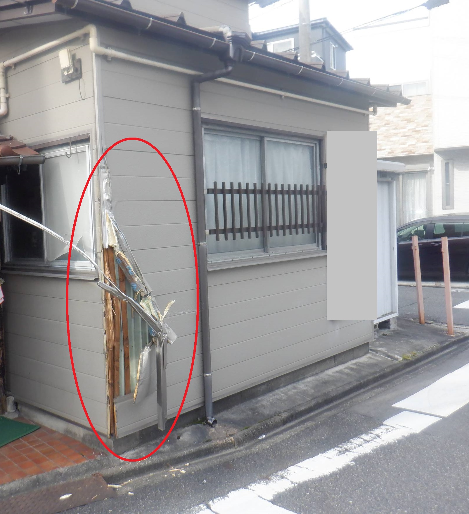 瑞浪市にてトラック接触による外壁破損を修復した事例をご紹介