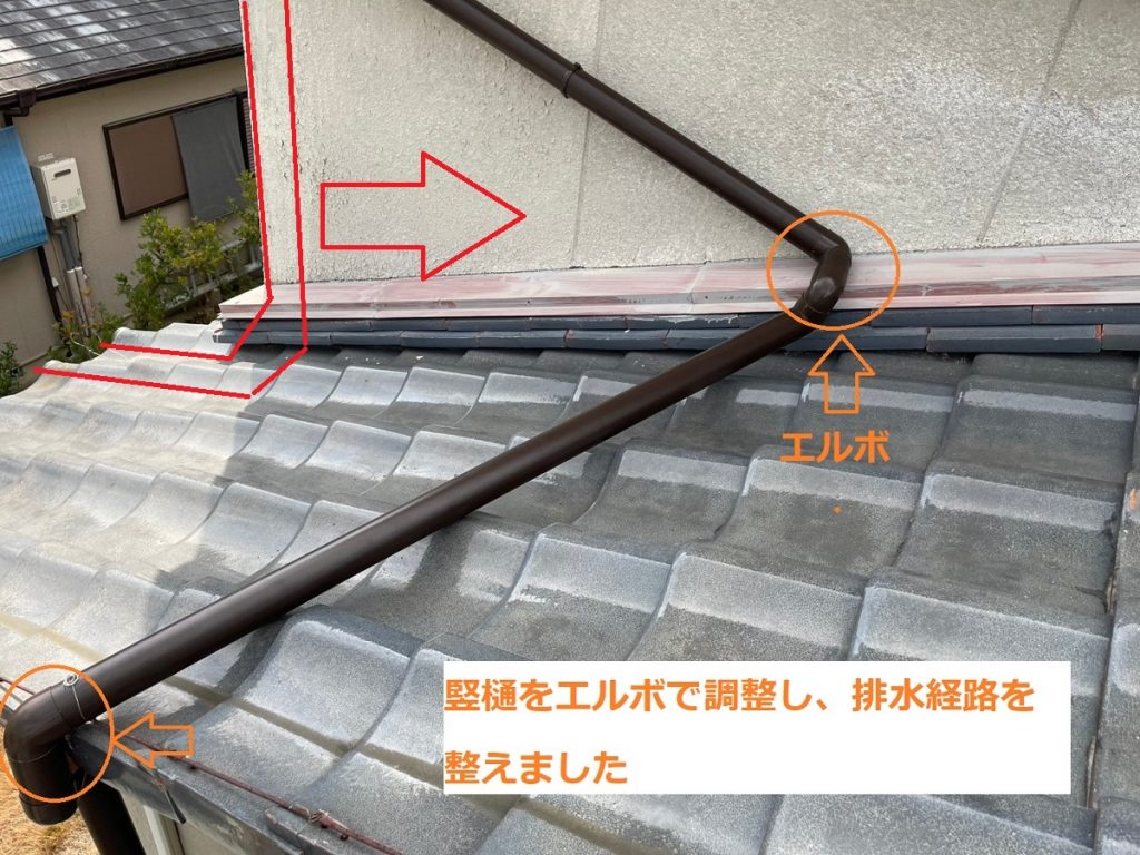 エルボで経路調整