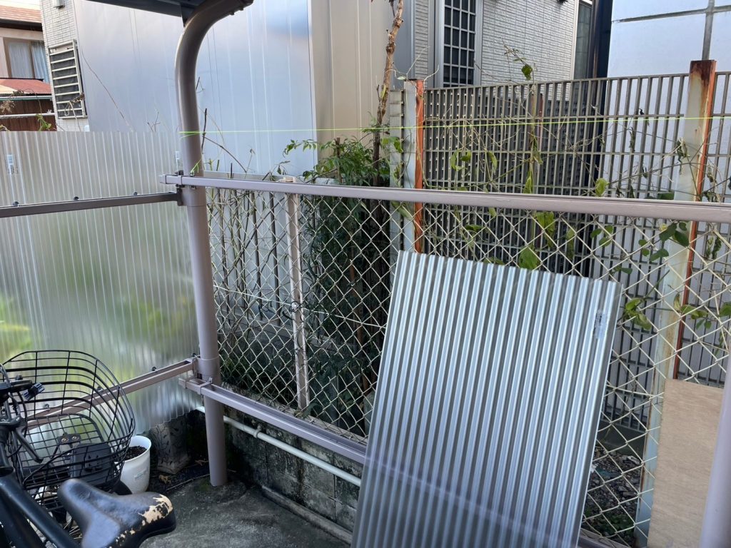 水糸を張った施工準備